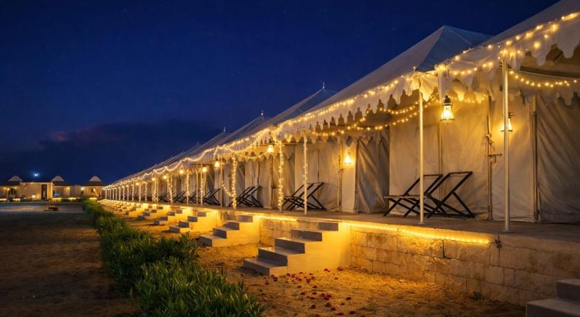Swiss tent interior at Moonlight Desert Camp