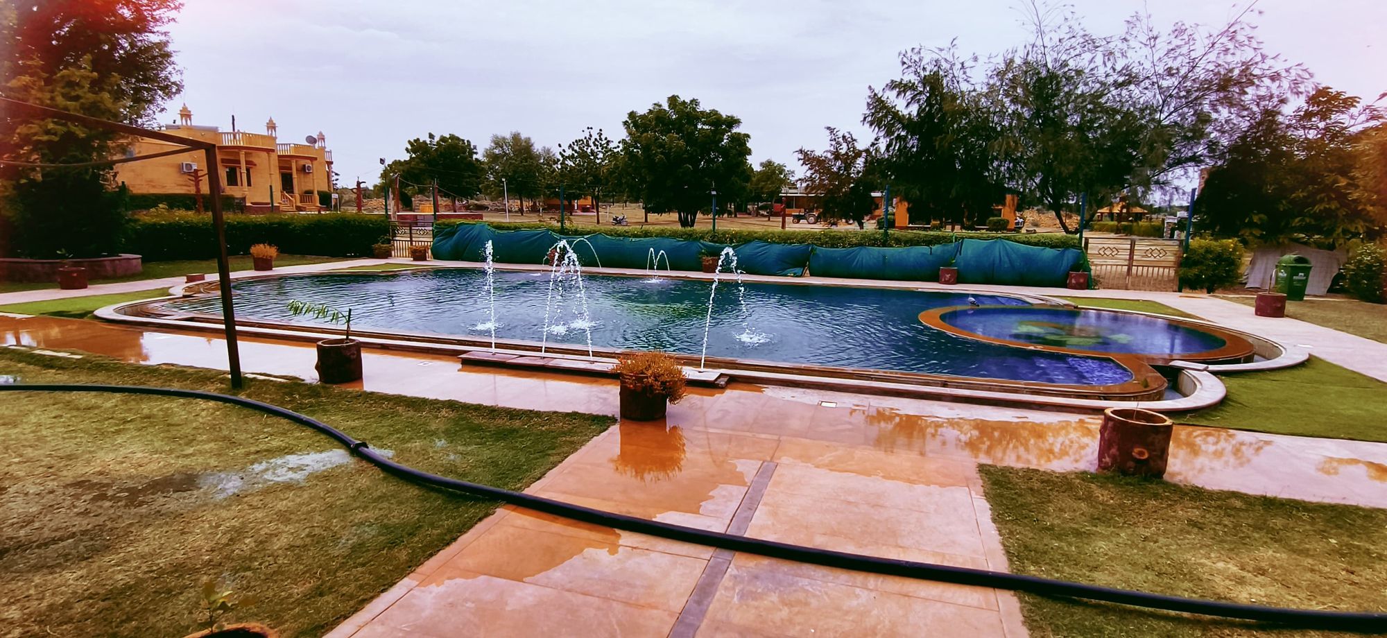 Fountains playing in the swimming pool at Moonlight Nature Resort